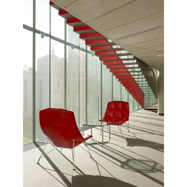 Poltroncina in pelle trapuntata Jehs+Laub Lounge Chairs di Knoll