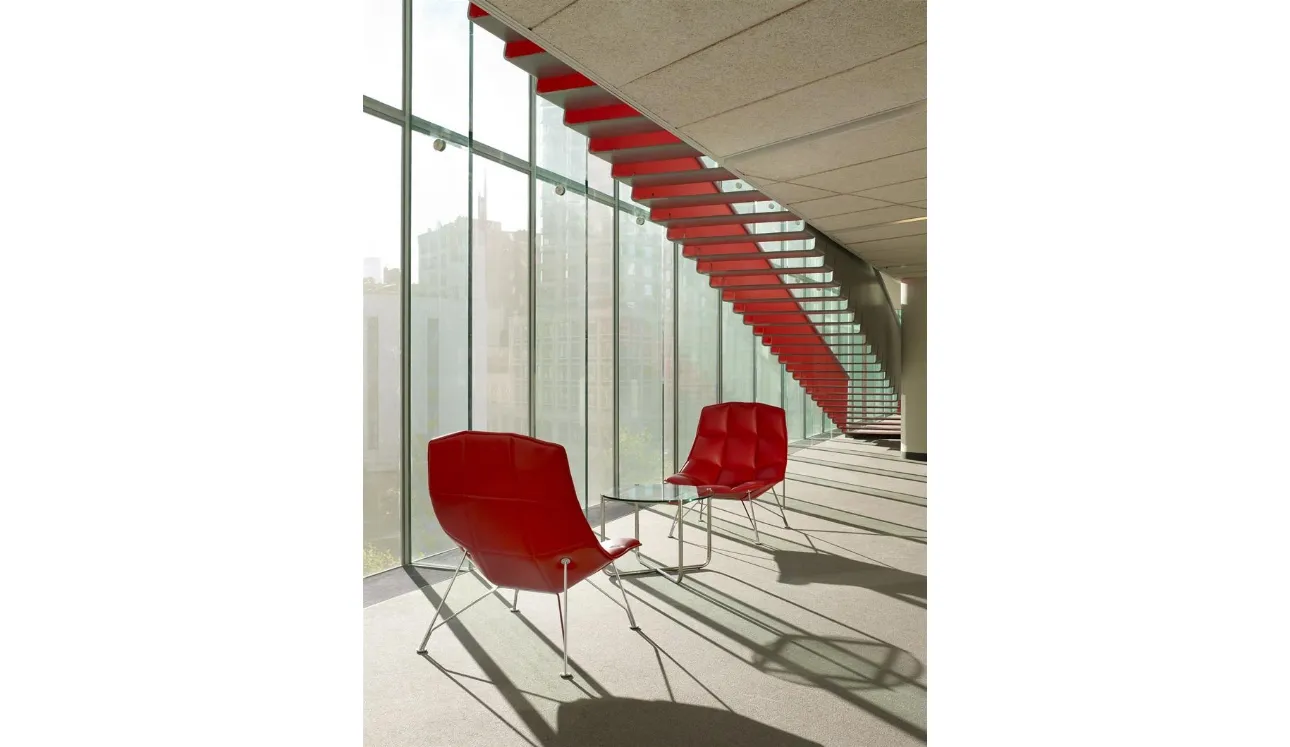 Poltroncina in pelle trapuntata Jehs+Laub Lounge Chairs di Knoll