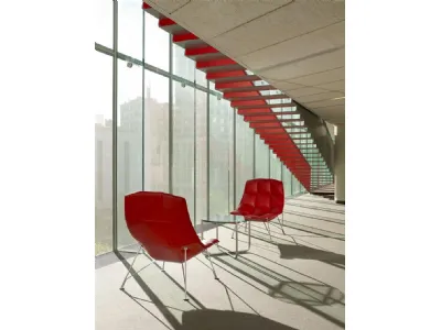 Poltroncina in pelle trapuntata Jehs+Laub Lounge Chairs di Knoll