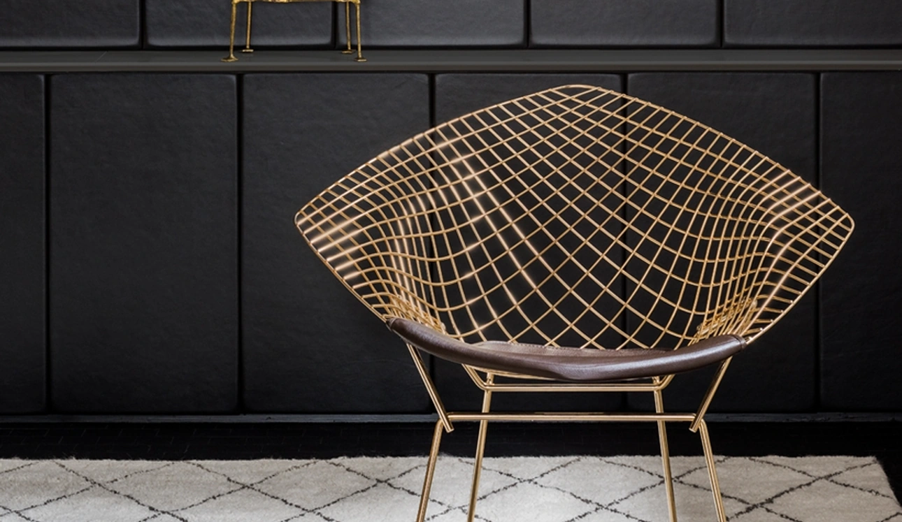 Poltroncina Bertoia Diamond Chair Gold di Knoll