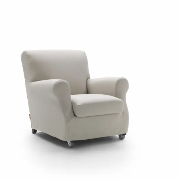 Poltroncina su ruote dal design classico in tessuto imbottito Nonnamaria di Flexform