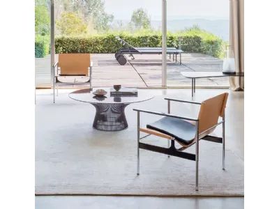 Poltroncina in pelle e metallo Pollock Arm Chair di Knoll