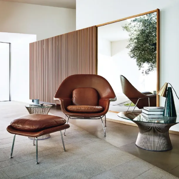 Poltroncina in pelle Saarinen Womb Chair and Settee Relax di Knoll