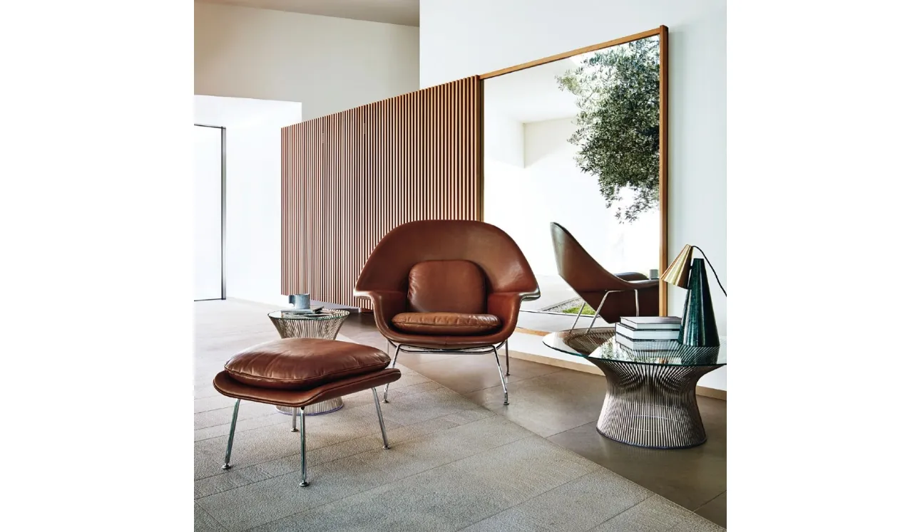 Poltroncina in pelle Saarinen Womb Chair and Settee Relax di Knoll