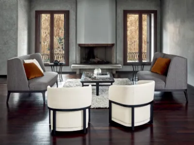 Divano lineare in tessuto Dragonfly di Flexform