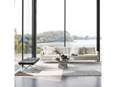 Divano lineare in tessuto Bianco Florence Knoll Collection di Knoll