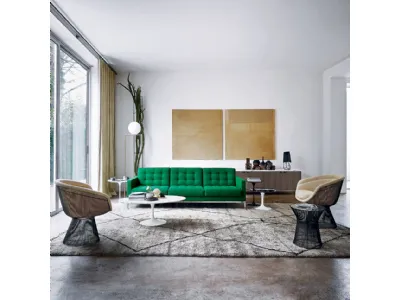 Divano lineare in tessuto Bianco Florence Knoll Collection di Knoll