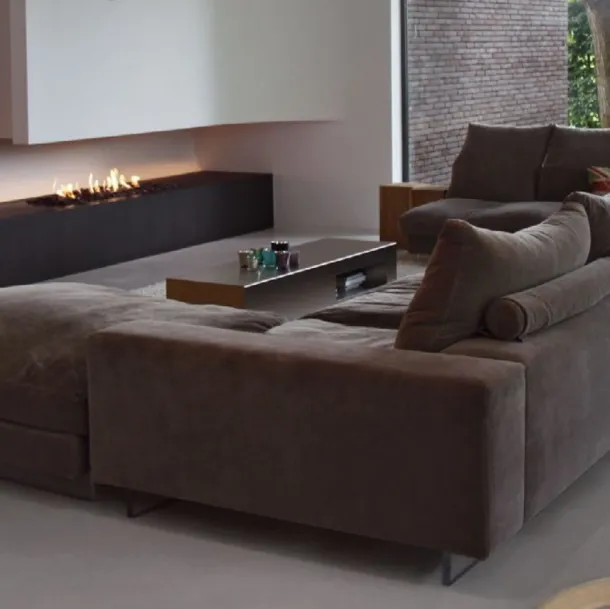 Divano angolare con penisola in tessuto Lightpiece di Flexform