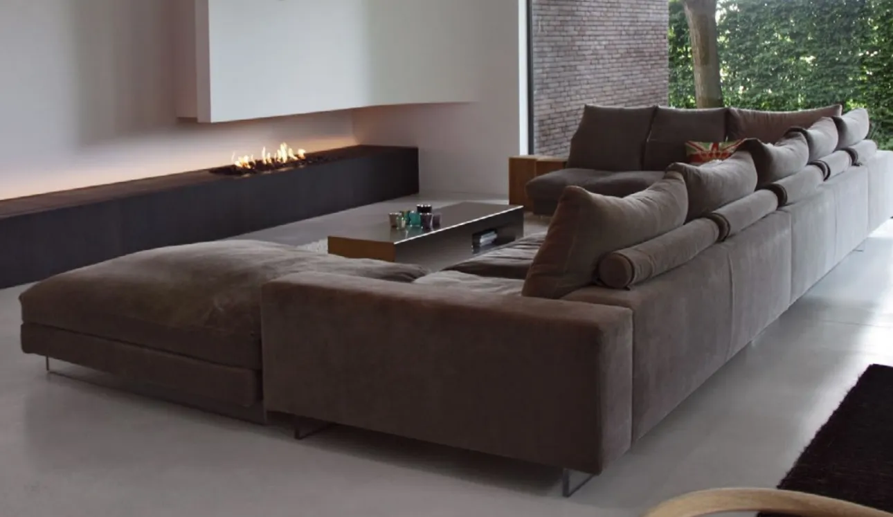 Divano angolare con penisola in tessuto Lightpiece di Flexform
