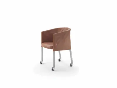 Sedia Mixer in pelle con struttura in metallo con ruote Flexform
