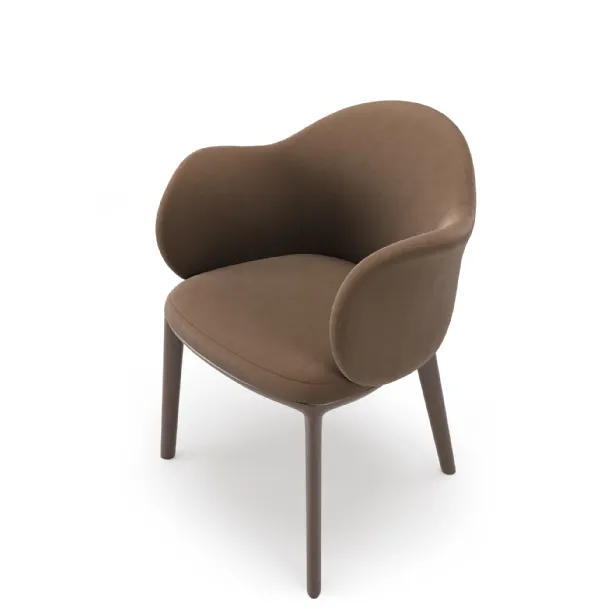 Sedia Oscar rivestita in pelle Nubuck con struttura in legno massello laccato Nero di Fiam