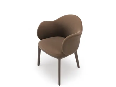 Sedia Oscar rivestita in pelle Nubuck con struttura in legno massello laccato Nero di Fiam