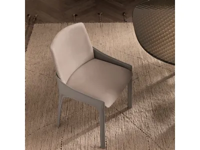 Sedia Plié in pelle Nubuck Perla con struttura rivestita in cuoio Grigio cenere di Fiam