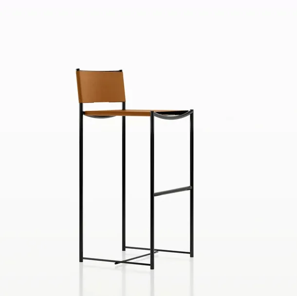 Sgabello Spaghetti High Stool in cuoio di Alias