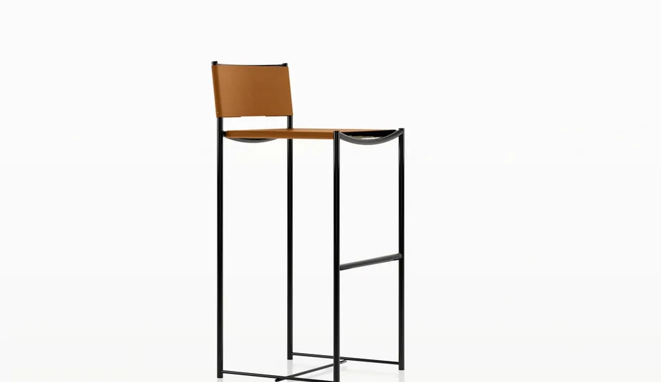 Sgabello Spaghetti High Stool in cuoio di Alias