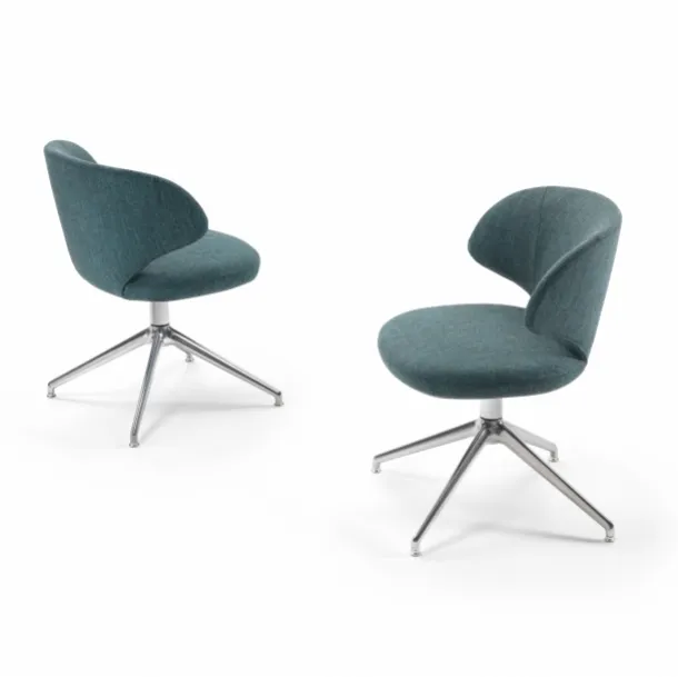 Sedia Susanne in tessuto imbottito con base girevole in metallo di Flexform