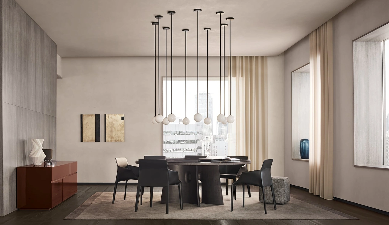 Tavolo rotondo con top in marmo Kensington di Poliform