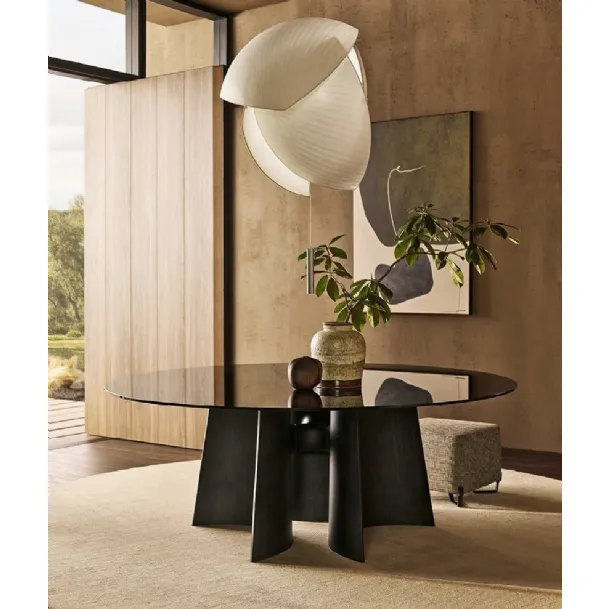 Tavolo rotondo Kensington in Vetro di Poliform