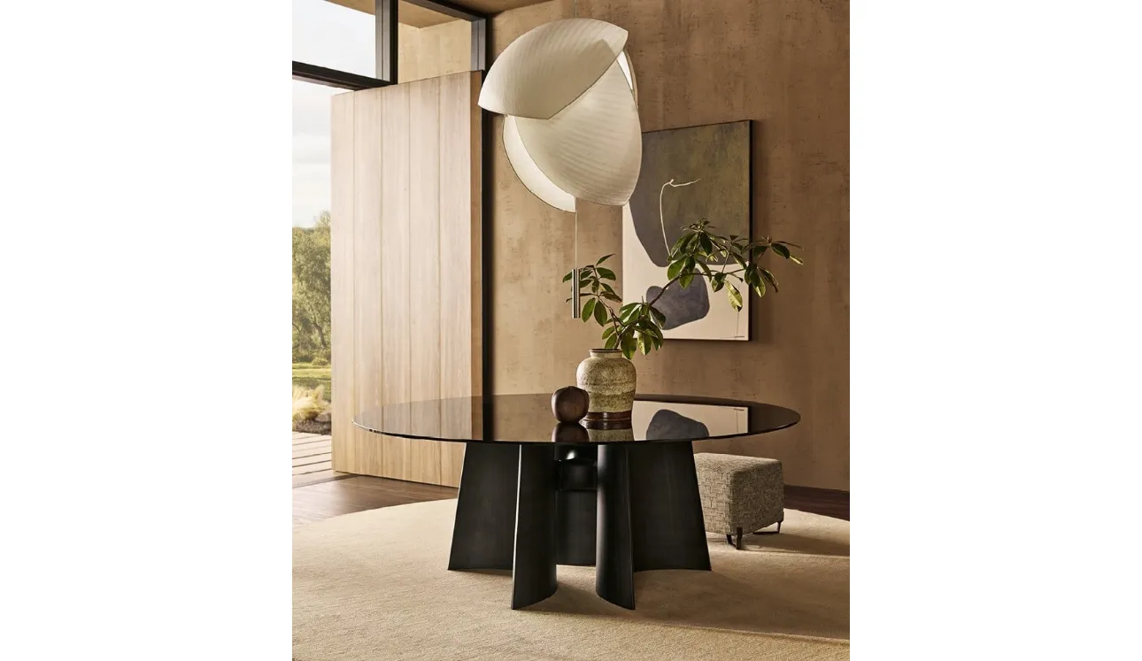Tavolo rotondo Kensington in Vetro di Poliform