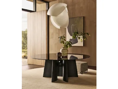 Tavolo rotondo Kensington in Vetro di Poliform