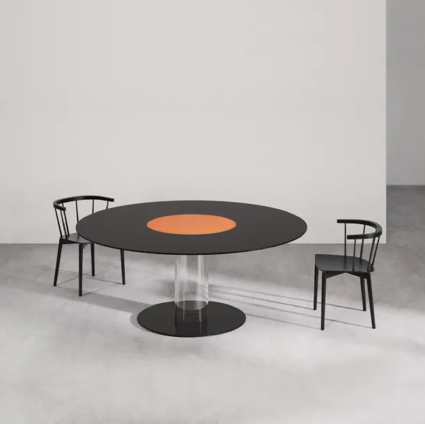 Tavolo Lazy Hub con disco centrale girevole servi vivande di Glas Italia