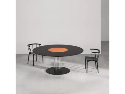 Tavolo Lazy Hub con disco centrale girevole servi vivande di Glas Italia