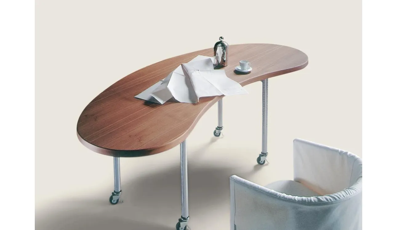 Tavolo con forma sagomata in legno impiallacciato Mixer di Flexform