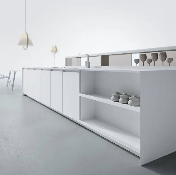Cucina Design lineare in Corian glacier white AkB 08 02 di Arrital