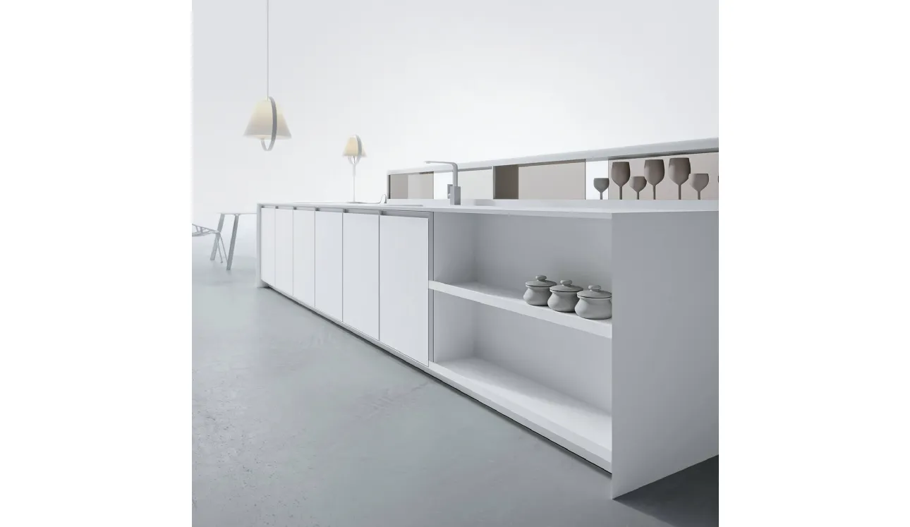 Cucina Design lineare in Corian glacier white AkB 08 02 di Arrital