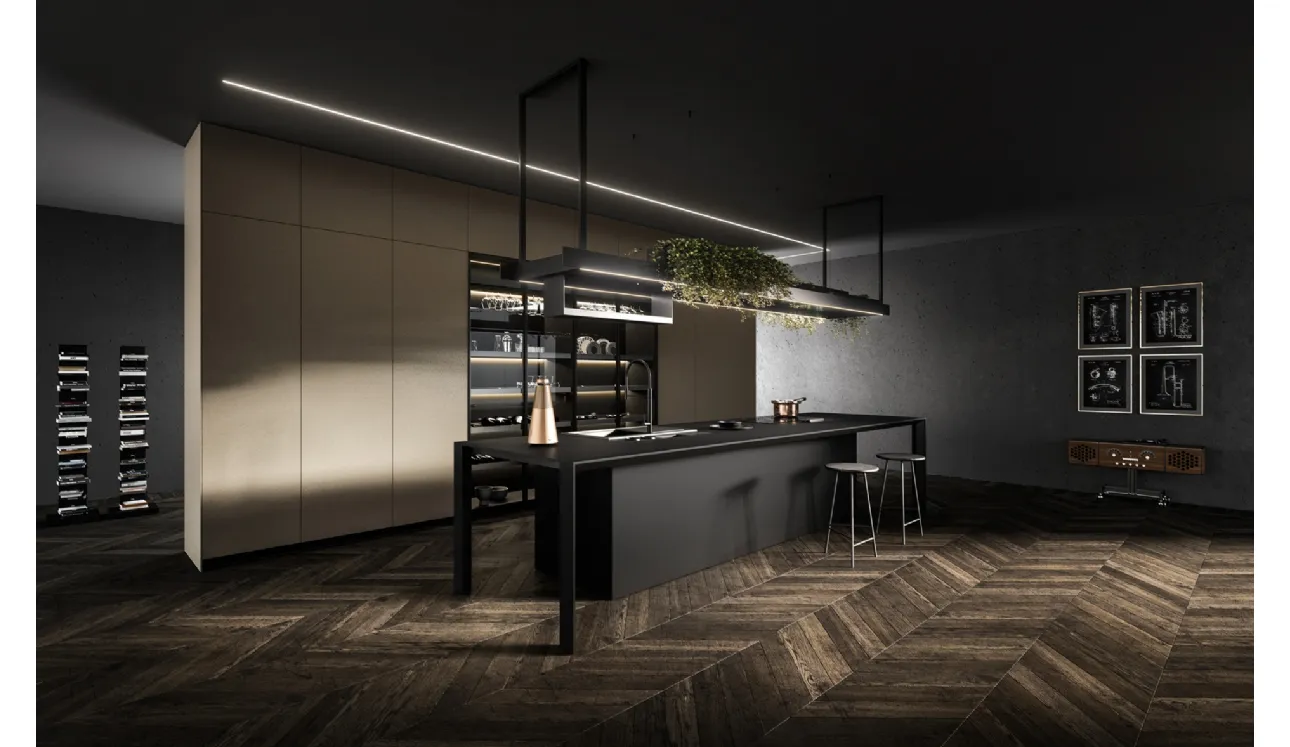 Cucina Design lineare Nautila 03 in Fenix NTM nero ingo di Arrital