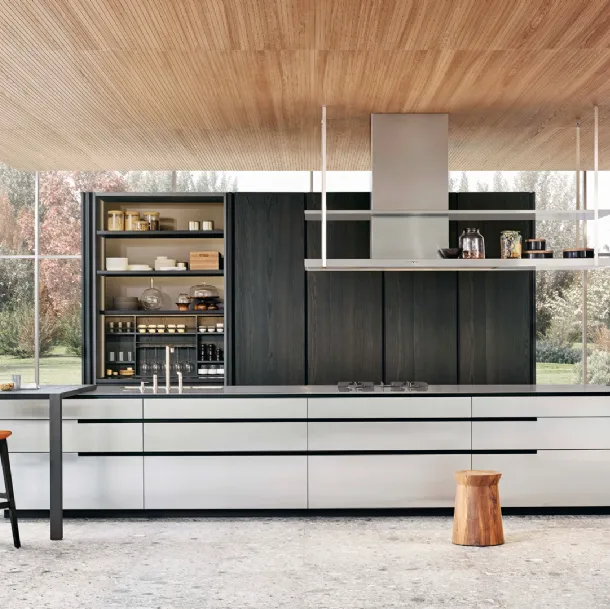 Cucina Design lineare Phoenix 01 in acciaio di Poliform