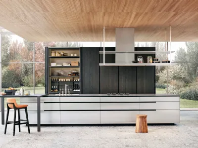 Cucina Design lineare Phoenix 01 in acciaio di Poliform