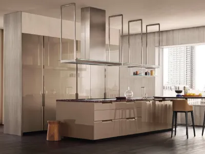 Cucina Design con isola in laccato lucido Shape 02 di Poliform