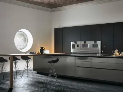 Cucina Design con penisola Twelve 02 in acciaio di Poliform