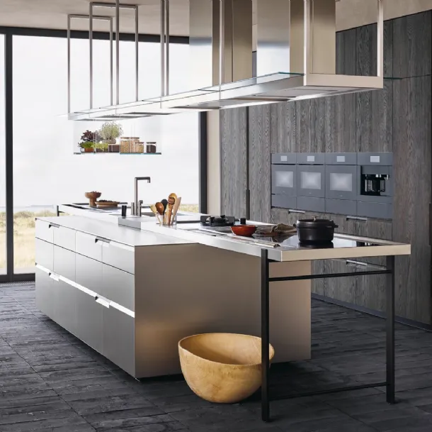 Cucina Design lineare Shape 01 in acciaio di Poliform