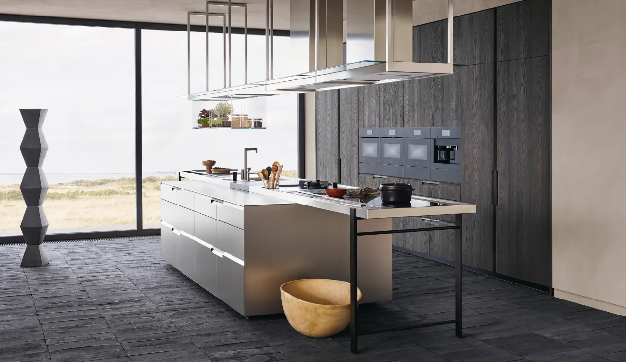 Cucina Design lineare Shape 01 in acciaio di Poliform