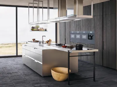 Cucina Design lineare Shape 01 in acciaio di Poliform