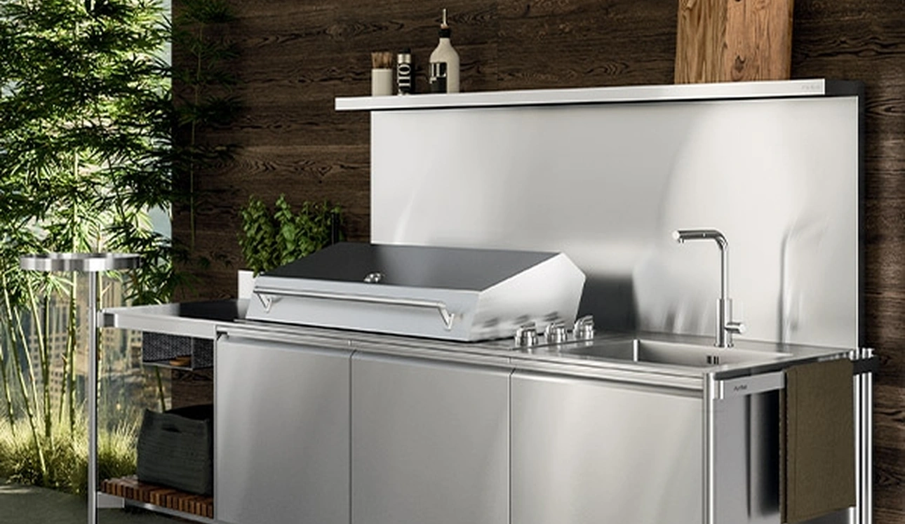 Cucina Design outdoor Solaria Lineare Monoblocco di Arrital